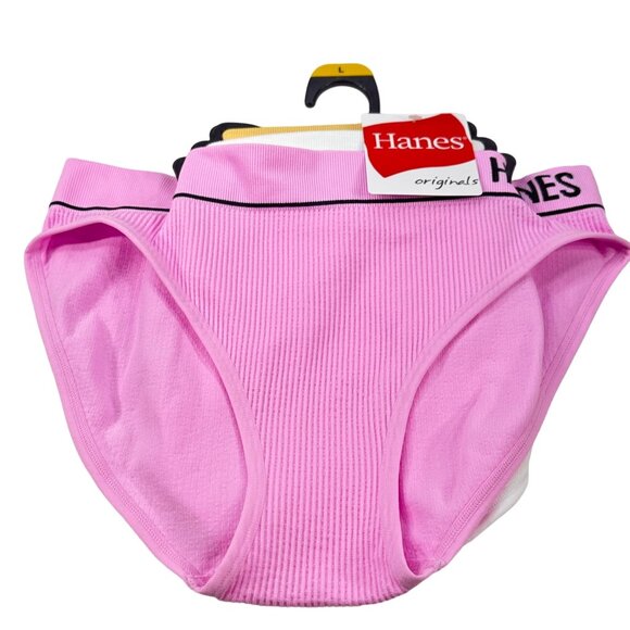Lot Of 3 Hanes Women's Sz Large Panty Briefs Original Ribbed Assorted Colors New - Picture 1 of 9
